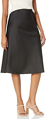 The Drop Maya, Gonna Sottoveste, Effetto Seta da Donna, Nero, L
