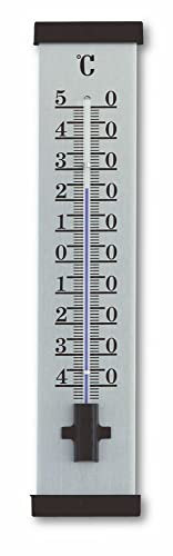 TFA Dostmann Innen und Außenthermometer, 12.2006, aus Aluminium, wetterfest, gut ablesbar, silber