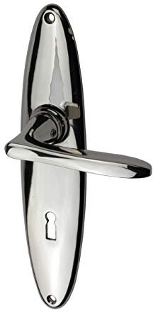 Türbeschläge antik, Türdrücker-Garnitur aus Messing, vernickelt mit Türklinken für Zimmertüren, Jugendstil