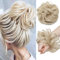 Messy Hair Bun Hair Scrunchies Extension Curly Wavy Thick Synthetic Chignon for women Updo Hairpiece Ponytail Hair Accessories Ash Blonde mix Bleach Blonde 30g