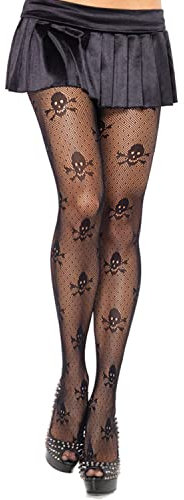 Fohevers Damen Strumpfhosen Totenkopf Piraten Strumpfhose Pirat Skelett Schädel Netzstrumpfhose