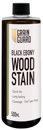 GRAIN GUARD Wood Stain Water Based | Black Ebony | 500ml | Interior Furniture Stain | Light & Dark Stains | Eco-Friendly & Non-Toxic Wood Dye | Easy Application | Quick Dry & Low Odour