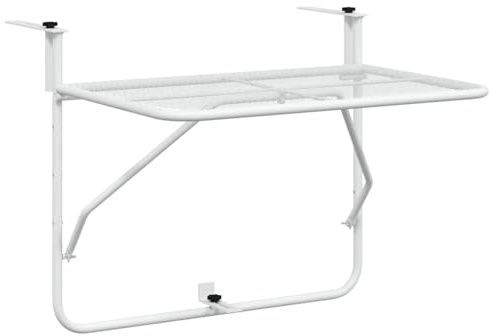 vidaXL Tavolo da Balcone Bianco 60x40 cm in Acciaio