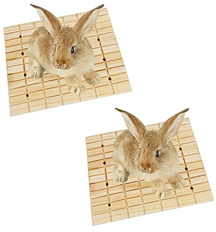 2-pack kanin, 2 stycken trä kaninskrapbräda, 27 × 20 cm, dörrmatta och tandvårdleksaker för små djur som hamstrar, chinchillor och marsvin