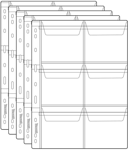 Coin Collecting Pages 5 Sheets 6 Pockets Standard 9Hole Coin Pocket Inserts Collecting Sleeves for Coins Uncle Paul CS03506