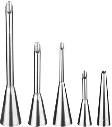 Bocchette Sac a Poche in Lega, HASLED 5 Pezzi Ugelli Fiori, Siringa per Iniezione di Bignè, Strumenti per Decorare Torte per Panetteria