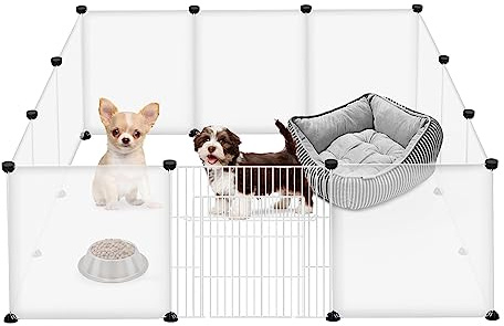 JOIEYOU Recinto de malla metálica para animales pequeños, para conejos, cachorros, gatitos, hámsteres, cobayas, roedores, transparentes, 145 x 75 x 48 cm