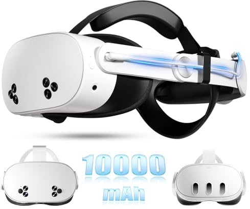 10000mAh Battery Head Strap for Meta Quest 3/3S - Elite Strap with Battery Pack Accessories Fast Charger to Extend Quest 3/3S 2-4H Playtime - Battery VR Headset Strap Enhanced Support and Comfort