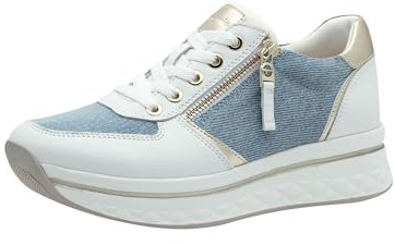 Tamaris Comfort Damen Plateau Sneaker mit Reißverschluss Sportlich, Mehrfarbig (Jeans Comb), 39 EU