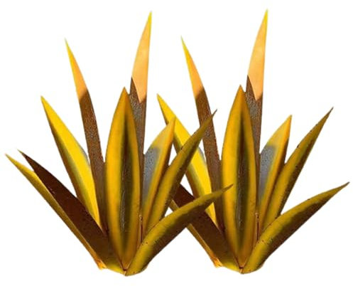 Cndiyald 2pcs Jardin Tequila décor DIY métal Tequila Sculpture Rustique Metal Agave Yard Art pour pelouse extérieure décoration Jardin décoration Jaune Tequila Sculpture Rustique