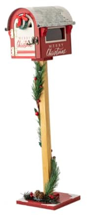 Baoblaze Christmas Decoration Mailbox Standing Letter Box Decorative Letterbox Ornament for Home Cafe Indoor Outdoor Living Room Party, Red