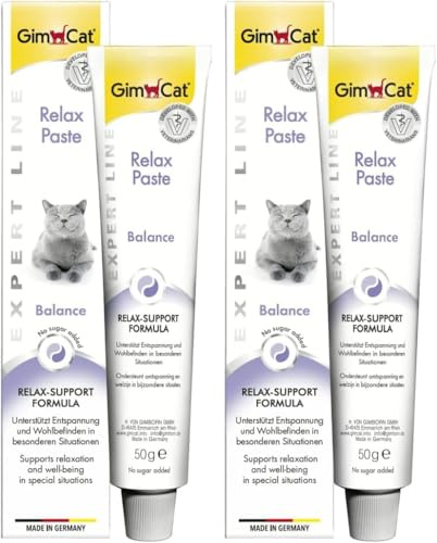 GimCat EXPERT LINE Relax Pasta, Snack per gatti funzionale che favorisce il rilassamento e il benessere del gatto, 1 tubetto, 1 x 50 g (Confezione da 2)
