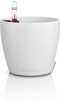 Lechuza - Macetero Classico Color 12, Color Blanco, con Sistema de riego, indicador de Nivel de Agua e Inserto, Superficie Mate, diámetro de 13 x 12 cm, 16691