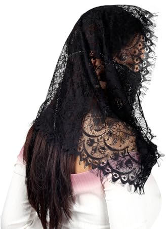 MILAKOO Foulard di Pizzo Velo per Donne Ricamo Nappe Sciarpa Mantilla Messa per Cappella Moda Retrò