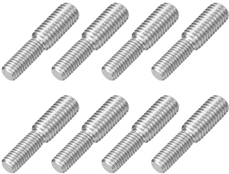 QUARKZMAN M8x20mm A M10x20mm Barre Filettate a Doppia Estremità, 8Pz Vite a Doppio Filetto 304 Acciaio Inossidabile Bulloni a Doppia Testa per Mobili Montaggio Macchinari Fissaggio