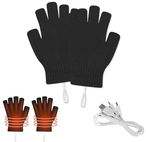 Guanti Riscaldati USB, Guanti Riscaldati Senza Dita, Winter Heating Gloves, Guantis Riscaldati Per Computer Portatile, Lavoro A Maglia Lavabili, Per Uomini E Donne, Nero