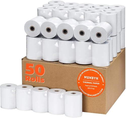 MUNBYN Kvittorullar, Termopapper, 80x80 mm, 65g/m², 50-Pack