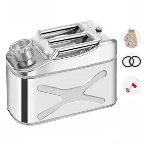 Genérico Bidón De Combustible De 51015 20 litros para Gasolina, Diésel, Tanque, Reserva, Bidón De Gasolina con Manguera De Plástico, Bidón De Reserva De Acero Inoxidable,5L