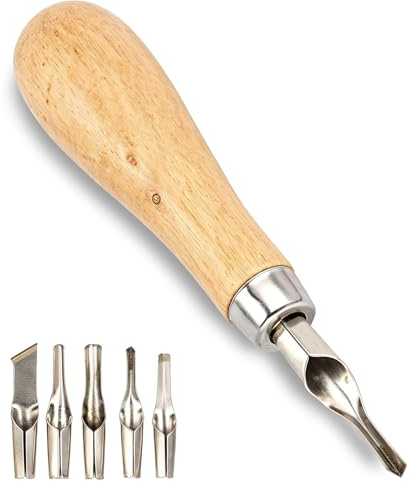 2 Set Linoleum Cutting Tool,5 Different Cutting Blades Carving Engraving Knife DIY Carving Tool Printmaking Woodworking Sculpting Cutter for Rubber Stamp