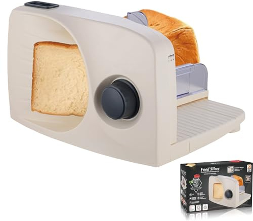 Cuchillo eléctrico para pan, cortador de hoja de acero inoxidable de 150 W con grosor ajustable (0-18 mm), ideal para pan, carne y queso