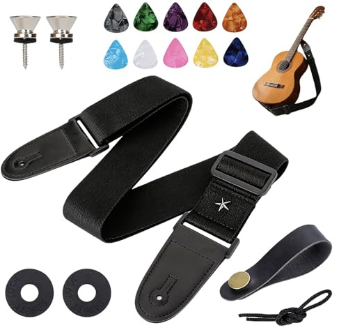 Ztolbriy Correa Guitarra Eléctrica, Correa Guitarra Ajustable de Cuero Resistente para Guitarra Eléctrica, Bajo y Guitarra Acústica - Correa de Guitarra con Diseño Ergonómico