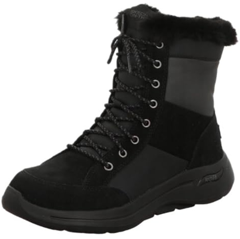 SKECHERS GO WALK Arch Fit Conquer 144411-BKGY - Stivaletti da donna leggeri e traspiranti, con effetto di supporto per l'arco plantare, suola antiscivolo, colore nero/grigio