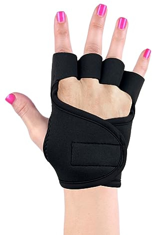 G-Loves Womens Gelometrics Gel Padded Neoprene Gloves for Wrist Support | Pilates and Lagree | No-Slip Extreme Silicone (Black Licorice, Medium)