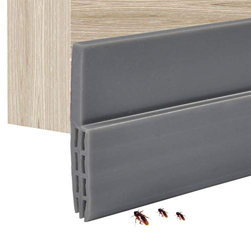 Bas de Porte Adhésif, 100cm Souple Silicone Isolant Phonique Thermique Bande d'étanchéité Anti Froid, étanche, Anti Bruit, Poussière Stop à l'air Froid Anti Souris Fourmi Cafard Insectes