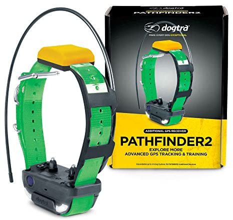 Dogtra Pathfinder 2 Additional Receiver Dog GPS Tracker e Collar Green LED Light No Monthly fees Free App Waterproof Smartwatch Control Satellite Real Time Tracking Long Range Smartphone Required