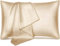 Mulberry Satin Silk Pillowcase for Hair and Skin - Soft Breathable Smooth Both Sided Silk Pillow Cover Pair - Standard Size 50x75cm, 2pc (Champagne Gold)