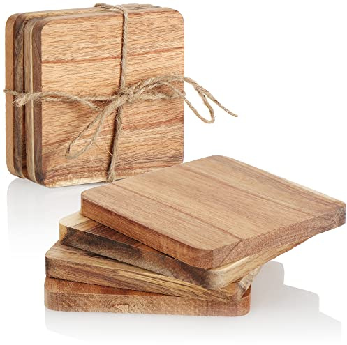 COM-FOUR® 8X Posavasos de Madera, Base para Tazas y Vasos
