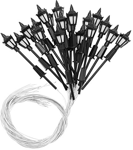 Be In Your Mind 20 Piezas Farola en Miniatura Modelo OO HO Escala Tren Ferroviario Poste de Lámpara Escala 1:100 3 V Poste de Linterna de Camino para Construcción Modelo 7cm de Altura