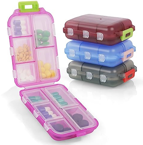 ACWOO 4pc Tablettenbox 7 Tage Morgens Abends, Pillendose 10 Fächer, Medikamentenbox mit 7 Tage BPA Frei mit Einfachem Offenem Design für Medikamente, Vitamine usw