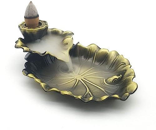 Bruciatore di Incenso di Loto in Lega,Bruciatore di incenso a Riflusso di Loto in Lega,Ornamenti per la Decorazione della Casa,Adatto per Meditazione,Yoga,Ufficio Tokaneit