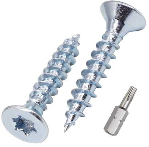 SKIR'CO (200 Stück) Holzschrauben aus verzinktem Stahl, 4,5 x 25 mm, Torx Kopf, Senkkopf, Spanplattenschrauben, Vollgewinde