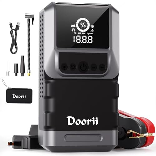 Arrancador de Batería de Coche 7000A, Compresor de Aire 150PSI, 26800mAh Arrancador de Coches para Vehículo(Toda Gasolina o 10L Diésel),Pantalla Grande y Linterna LED (M)