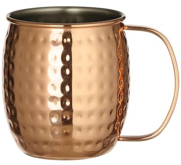 HENDI Taza para cóctel Moscow Mule, 500ml, jarra para cócteles, taza de acero inoxidable con recubrimiento de cobre, acabado pulido, copa con chapado en cobre para Mula de Moscú, ø97x(H)100mm