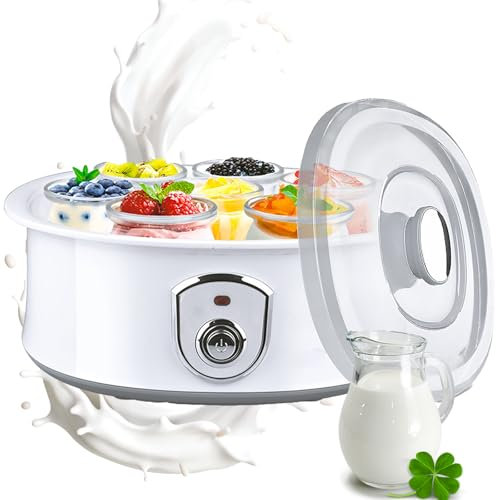 Automatic Yogurt Maker，Probiotic Yogurt Machine with 7 Glass Cup, Intelligent Ice Cream Yoghurt Machine Adjustable Temperature & Time Control, Easy To Clean, Cheese Rice Wine Maker for Home