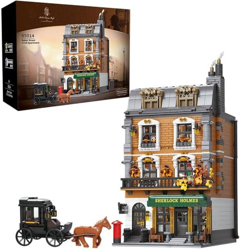barweer Klemmbausteine Holmes Wohnung 221B Baker Street Apartment Haus Set,Architecture MOC Modular Buildings,Ideas Geschenk Klemmbausteine Haus für Erwachsene (3300 Teile)