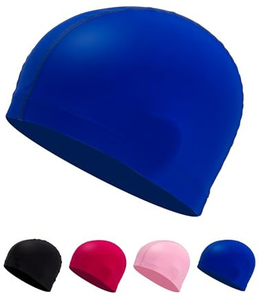 Badekappe Stoff für Damen & Herren – Bequem, Langlebig & Hochelastisch (Blau)