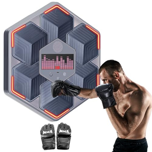 aiyyotto Music Boxing Machine für Erwachsene Boxen 14 Modi & 16 Geschwindigkeiten Wandmontierter Bluetooth-Boxsack Heimfitnessgerät, echtes Boxerlebnis inklusive Boxhandschuhe