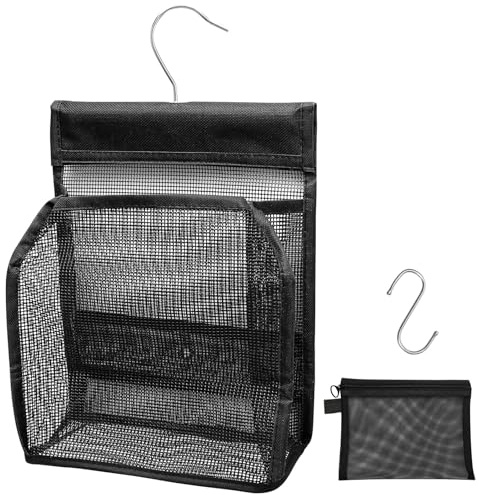 Juyibaao Wäscheklammerbeutel zum Aufhängen, Tragbarer Dusch-Organizer mit Haken und Netz Makeup Taschen Set, Schnell trocknender Wäscheklammerbeutel für Badezimmer, Schlafsaal, Fitnessstudio, Reisen