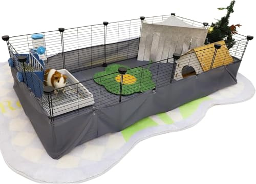 CHEGRON Portable Guinea Pig Cages with Liner & C&C Grids Rabbit Cages Small Animal Cage PVC Bottom Small Animal Playpen for Rabbit Bunny Hedgehog Chinchilla 12PCS Metal Grids 48x24x12