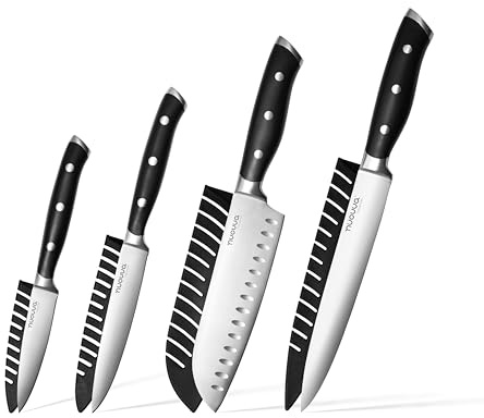 nuovva Ultra-Sharp High Carbon Stainless Steel Kitchen Knife Set – Professional Chefs Knife Set – 4pcs Kitchen Knives with Ergonomic Handles