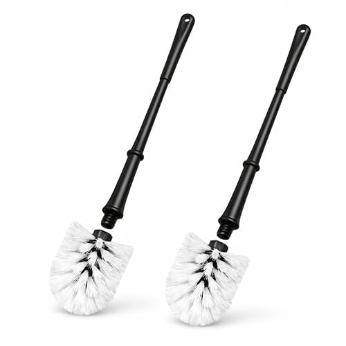 VON STEINEICH Juego de 2 escobillas de inodoro negras sin soporte, escobilla de inodoro con mango estable, duradero e higiénico, para inodoro, baño y aseo de invitados, resistentes cepillos de