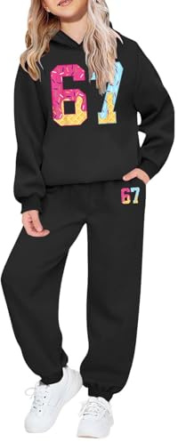 Kwatieh Ensemble de survêtement 67 pour garçons et Filles, Pantalon de survêtement à Capuche Six Seven à Manches Longues, Chaud et Festif, numéro 6, 7, vêtements de Rue pour Enfants #F6