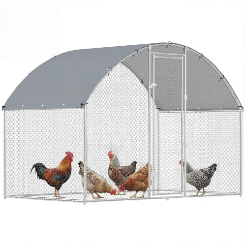 PawHut Pollaio per Galline da Esterno, 2.8x1.7x1.9m 4.7 m² Recinto Galline in Acciaio Zincato con Tetto Impermeabile Anti-UV e Serratura, Gabbia per 5-8 Polli, Piccoli Animali, Conigli e Anatre