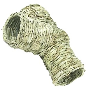 lmoikesz Hand Woven Rabbit Grass House Bed Chew Toy Small Animals Who Love Chewing Hamster Tunnel Pet Training Interactive Fun Toy Rats Puppy Kitten Rabbit Play Tunnel Bored Pet Tubes