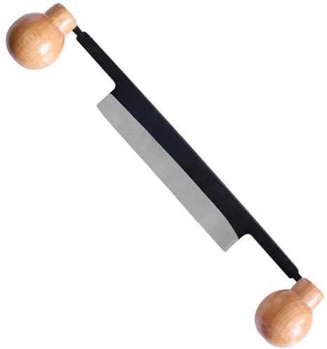 Kronabelle Coltelli per la lavorazione del legno, 15,5 cm, 155 mm, in acciaio al carbonio, strumento per scortecciatura con doppie maniglie, bordo dritto per piallare il legno, modellare e rimuovere