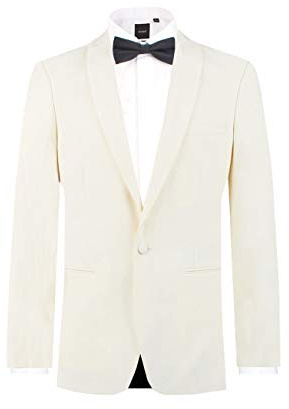 Dobell Mens White Tuxedo Dinner Jacket Regular Fit Shawl Lapel One Button-40R